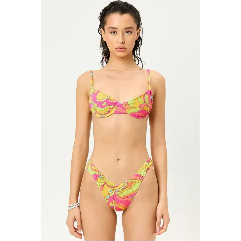 Frankie's Bikinis Maggie Terry Underwire Bikini Top in peace terry